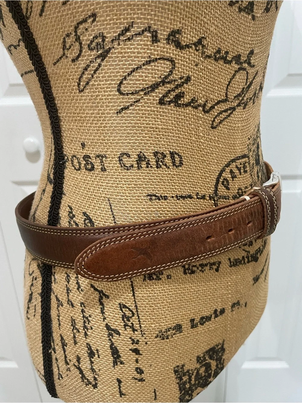 Eddie Bauer Brown Leather Belt with Silver Buckle